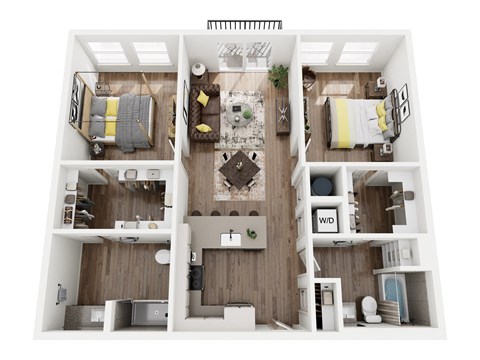 Floor plan for 2 beds, 2 baths, 1144 sqft